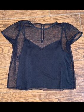 Hollister Black Sheer Layered Short Sleeve Camisole